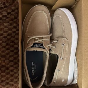 Sperry Tuck Saltwash Beige Canvas Sneakers - Boat Shoes